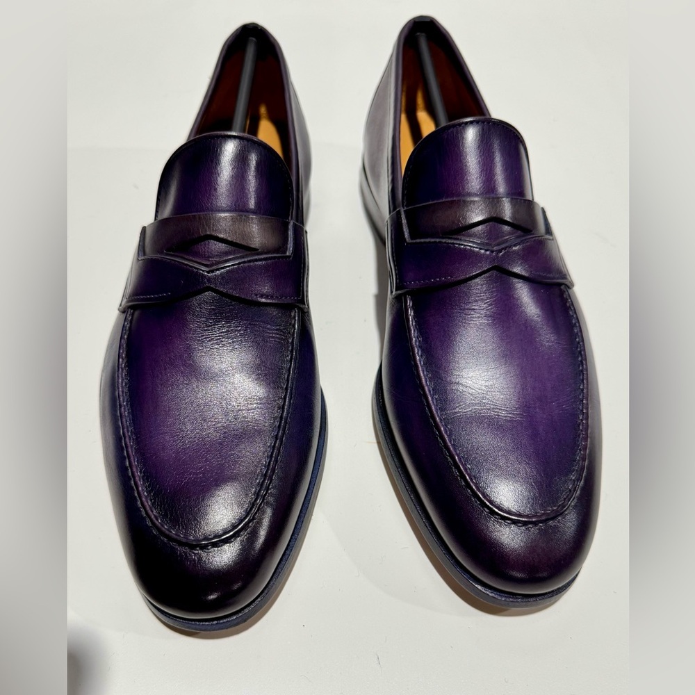 Magnanni Purple Leather Loafers Slip-Ons